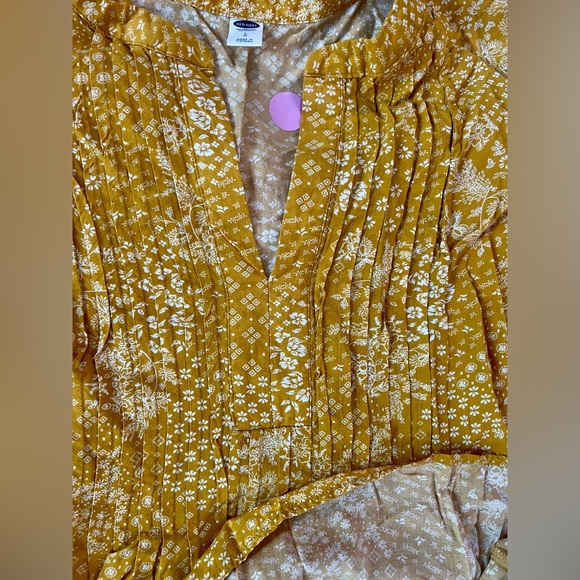 OLD NAVY | Sunflower Yellow Floral Tunic Mini Long Sleeve Dress (L) - Picture 6 of 7